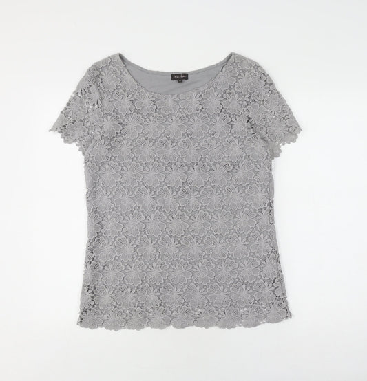 Womens UK Size 10 Phase Eight Grey Lace Blouse