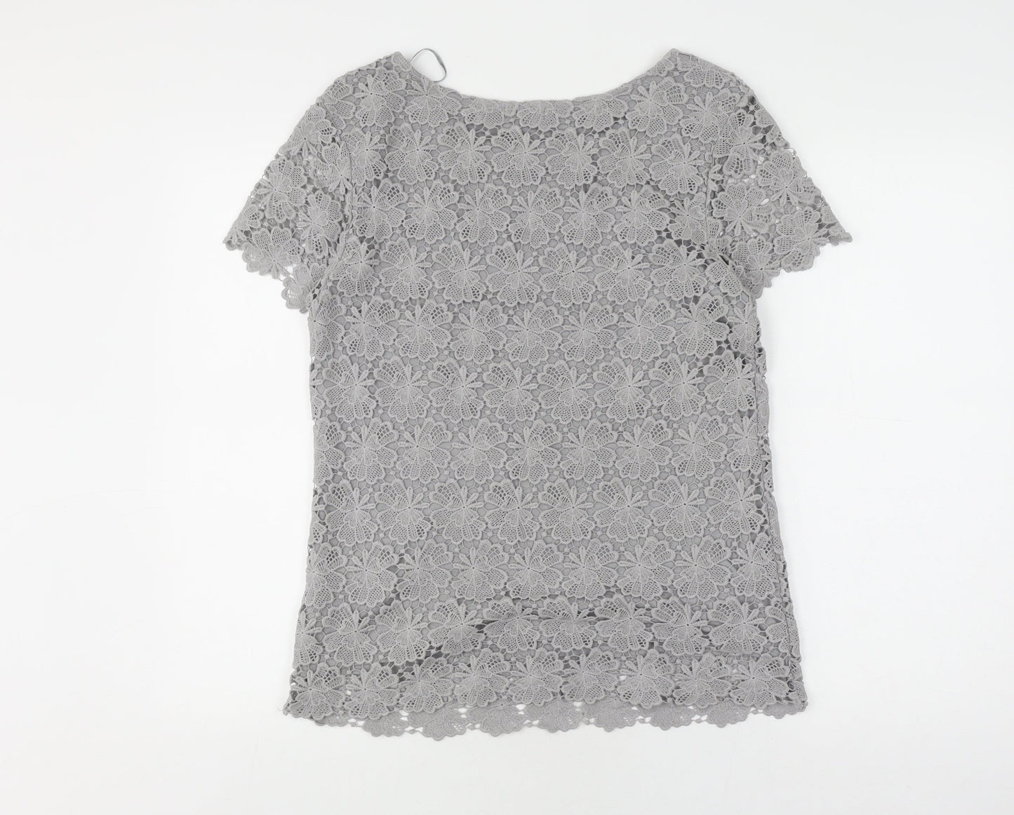 Womens UK Size 10 Phase Eight Grey Lace Blouse