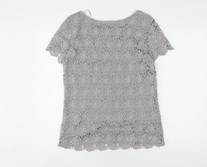 Womens UK Size 10 Phase Eight Grey Lace Blouse