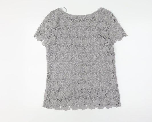 Womens UK Size 10 Phase Eight Grey Lace Blouse