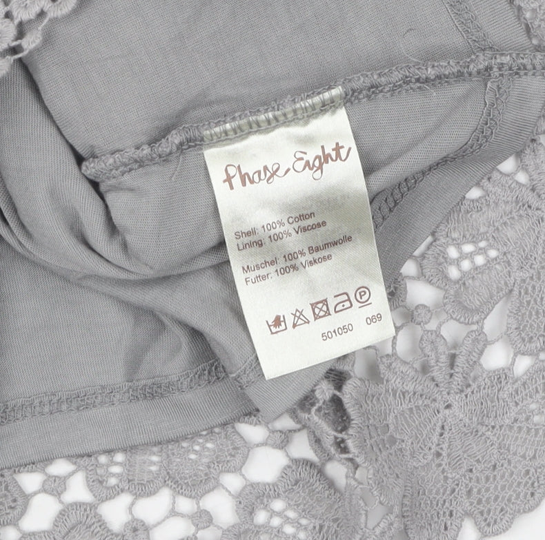 Womens UK Size 10 Phase Eight Grey Lace Blouse