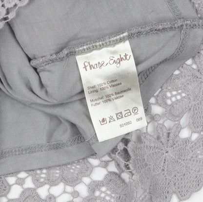 Womens UK Size 10 Phase Eight Grey Lace Blouse