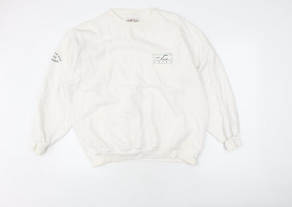 Unisex Adults UK Size XL Super Flag by American Flag White Pullover Sweatshirt