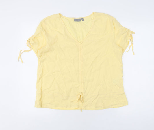 b.young Women's Yellow V-Neck Tie Sleeve Top Size 10