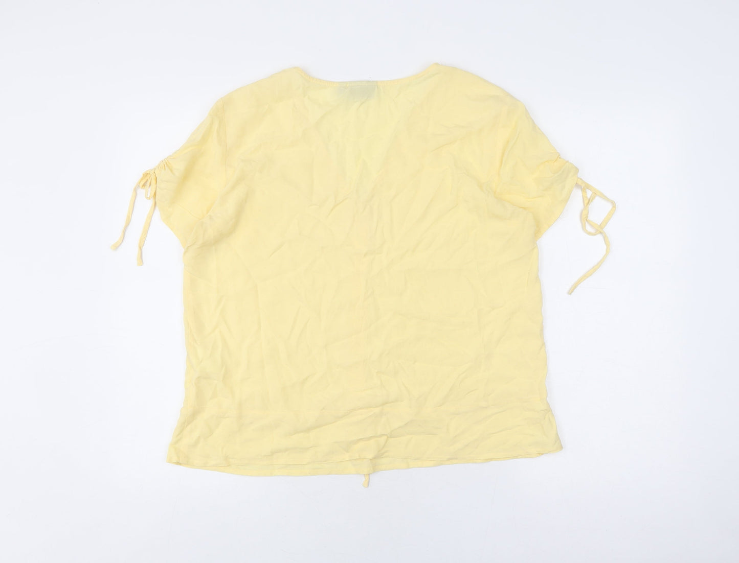 b.young Women's Yellow V-Neck Tie Sleeve Top Size 10