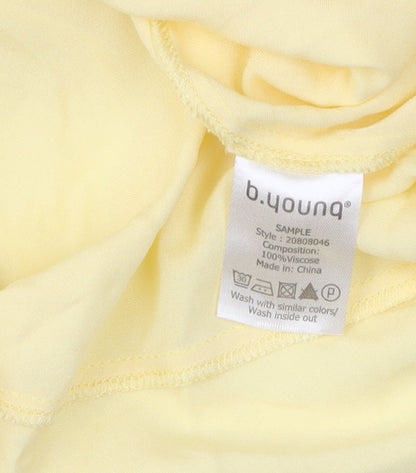 b.young Women's Yellow V-Neck Tie Sleeve Top Size 10