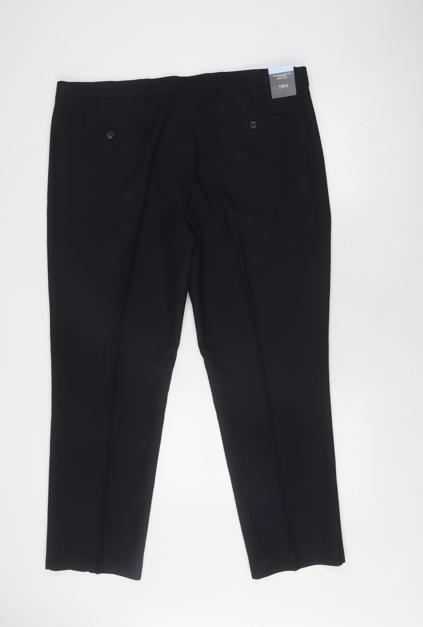 Marks and Spencer Men's Black Regular Fit Dress Trousers 40 Short