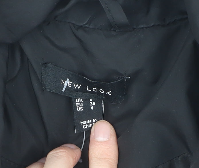 Womens UK Size 4 New Look Black Puffer Jacket