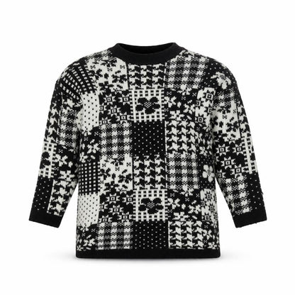 Marks and Spencer Black Cotton Blend Patchwork Jumper, Girls 7-8