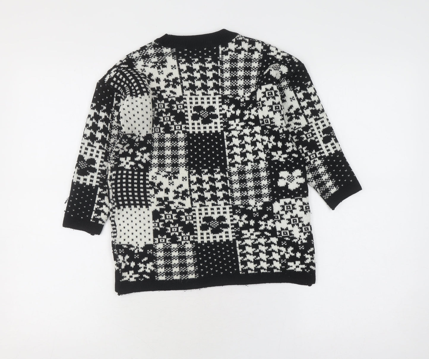 Marks and Spencer Black Cotton Blend Patchwork Jumper, Girls 7-8