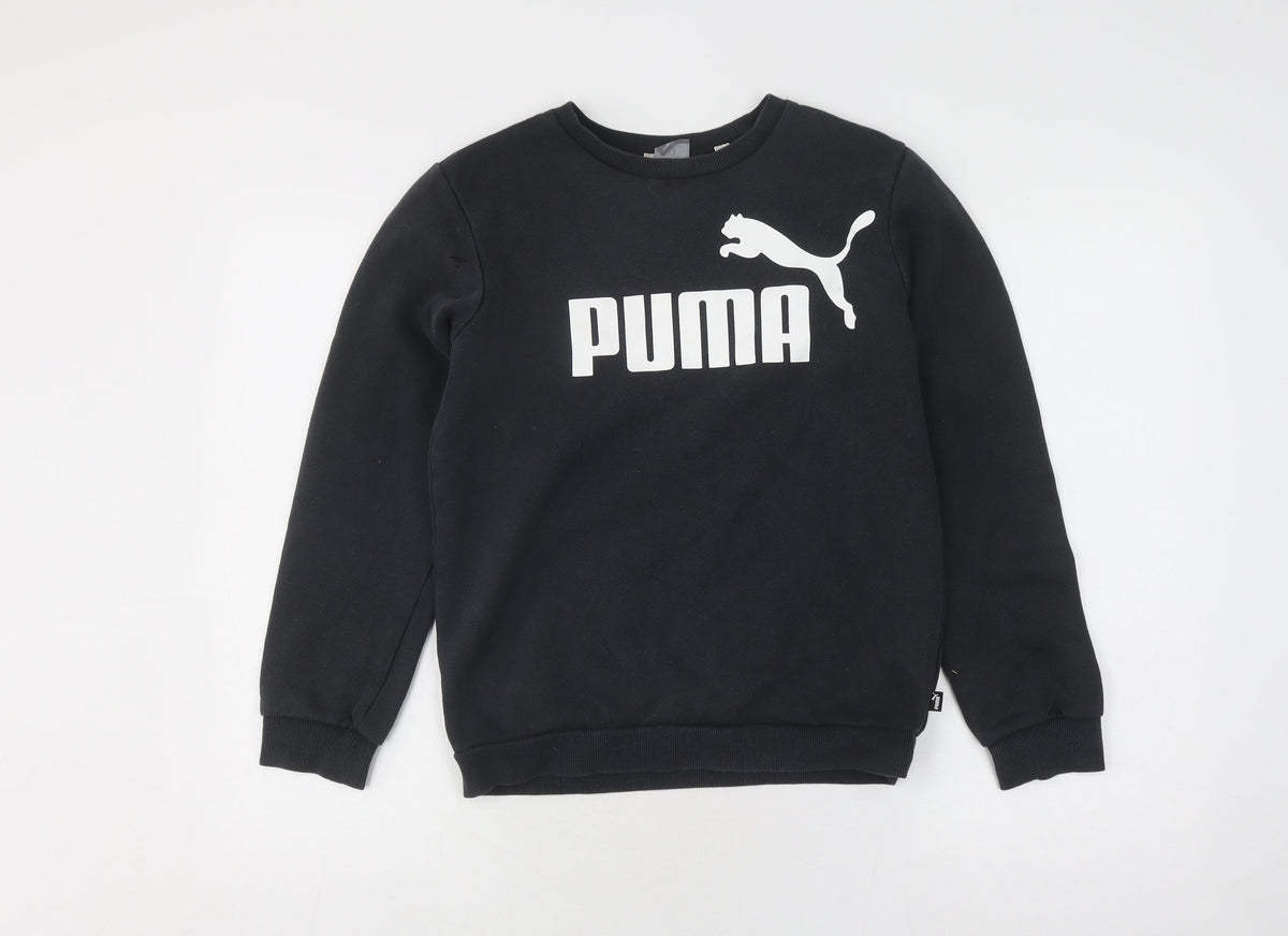 Additional front view of Puma boys’ black graphic pullover sweatshirt 13-14 years