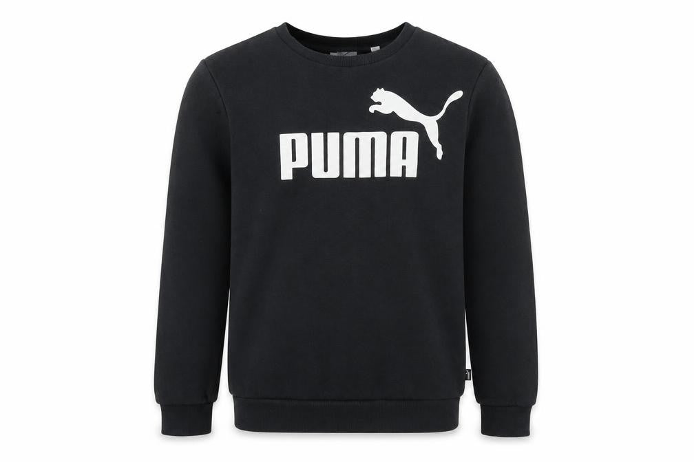 Front view of Puma boys’ black graphic pullover sweatshirt 13-14 years
