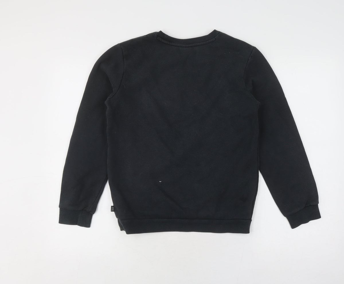 Back view of Puma boys’ black graphic pullover sweatshirt 13-14 years