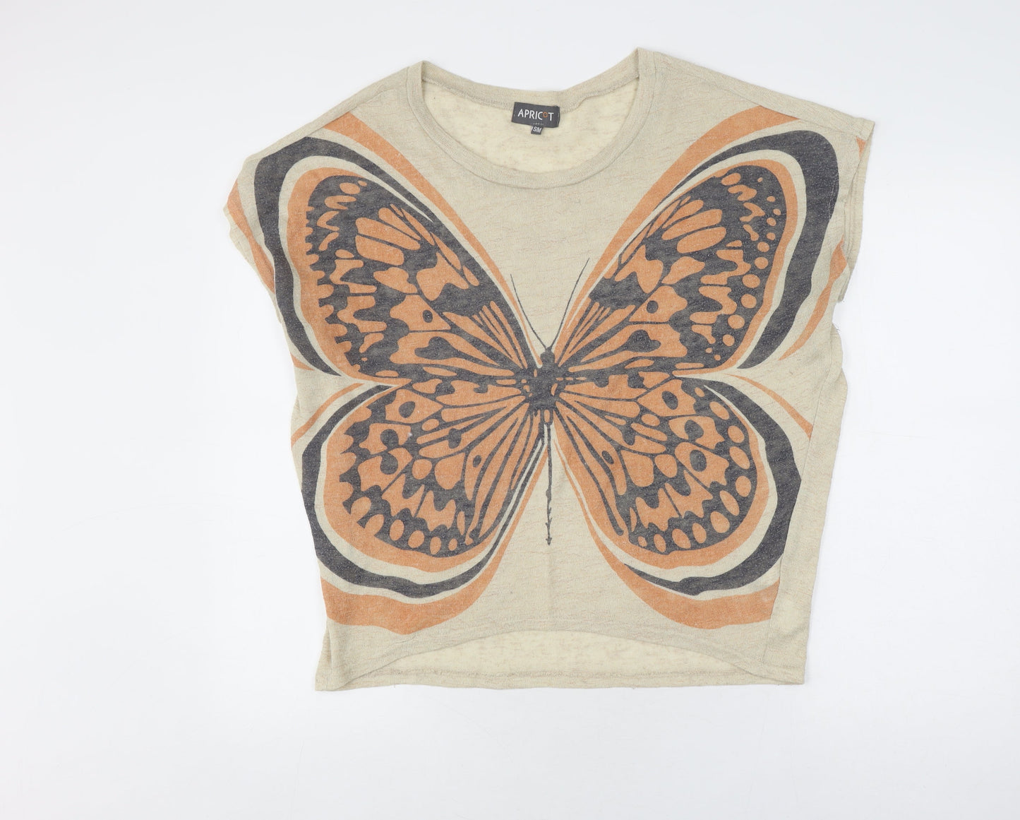 Womens UK Size S Apricot Beige Basic T-Shirt
