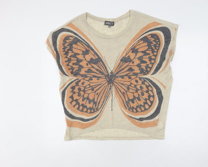 Womens UK Size S Apricot Beige Basic T-Shirt