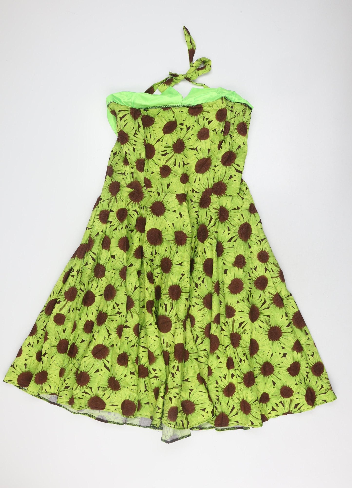 Beverley Jane Women's Green Floral A-Line Dress XL