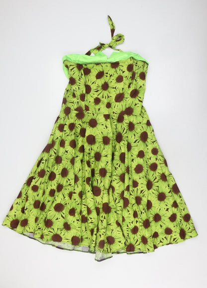 Beverley Jane Women's Green Floral A-Line Dress XL