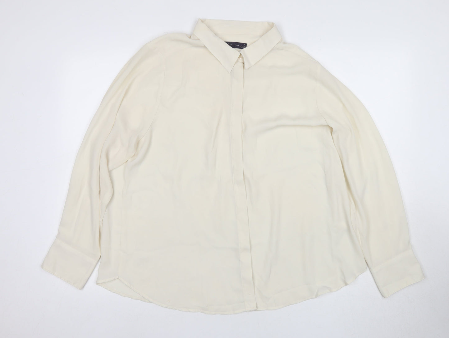 Womens UK Size 18 Marks and Spencer Ivory Basic Button-Up