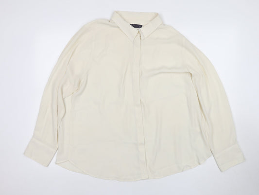 Womens UK Size 18 Marks and Spencer Ivory Basic Button-Up