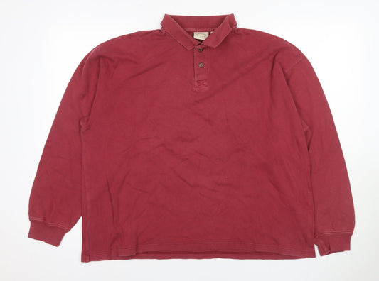 Casual Club Men's Red Cotton Long Sleeve Polo L