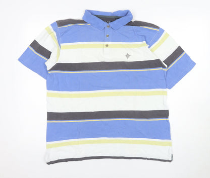 Maine New England Men's Blue Striped Polo L