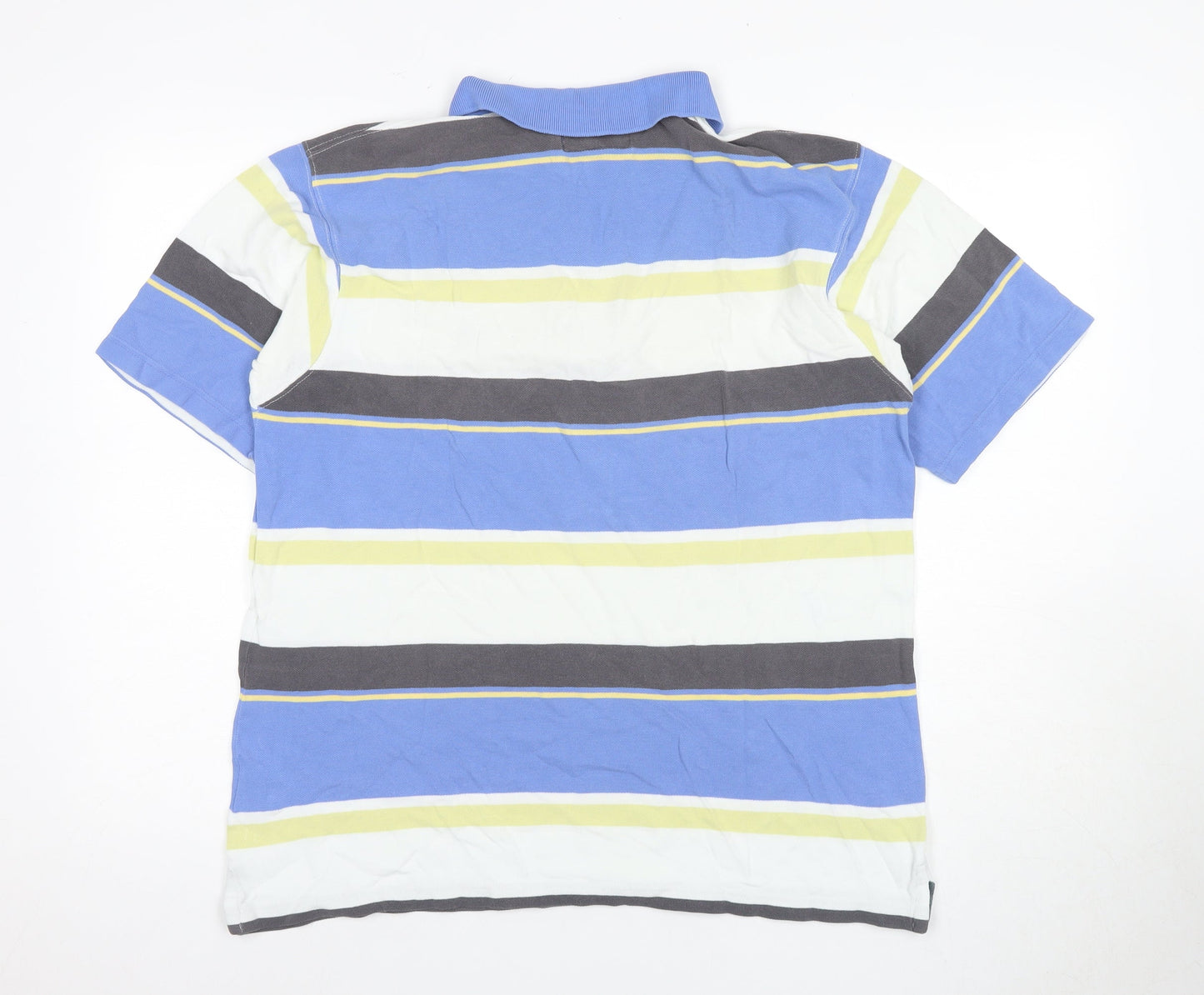 Maine New England Men's Blue Striped Polo L