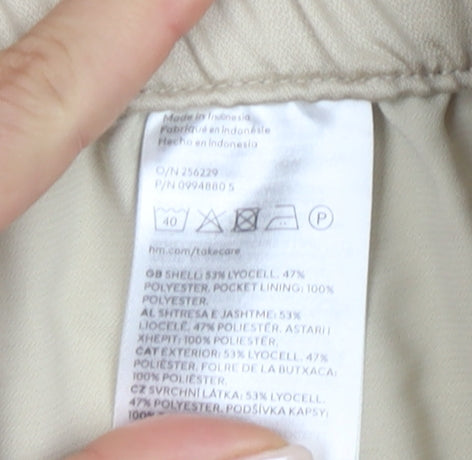 Womens UK Size S H&M Relaxed Fit Capri Beige Trousers