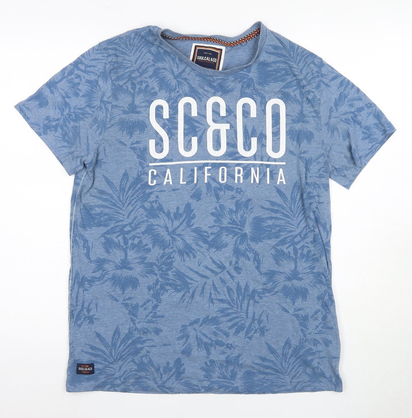 SoulCal & Co Men's Blue Floral T-Shirt L