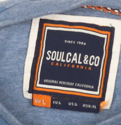 SoulCal & Co Men's Blue Floral T-Shirt L