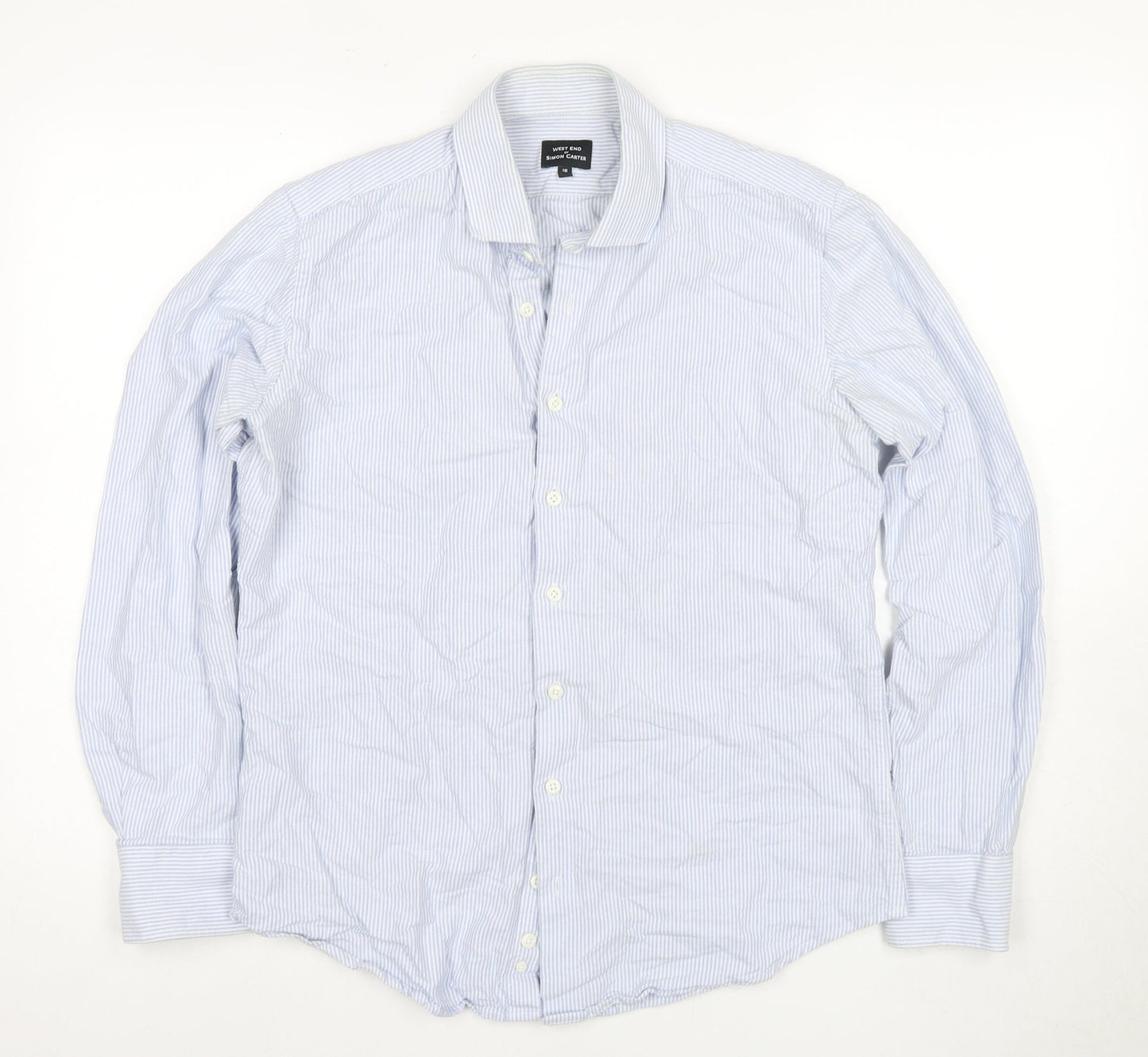 West End Blue Striped Long Sleeve Polo for Men, Size 16