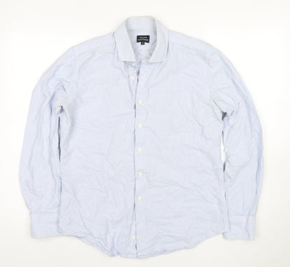 West End Blue Striped Long Sleeve Polo for Men, Size 16