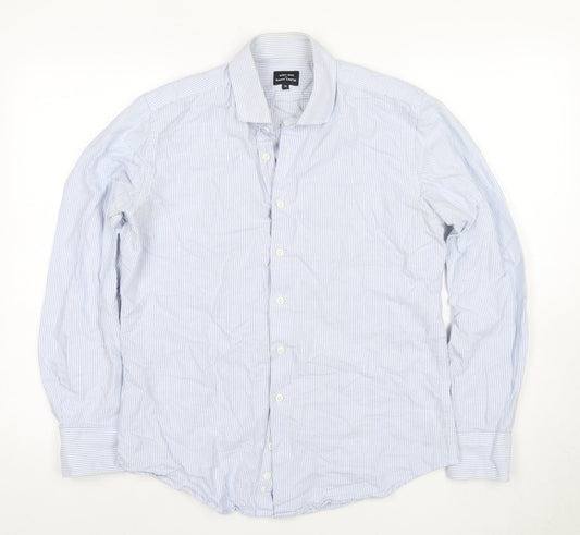 West End Blue Striped Long Sleeve Polo for Men, Size 16