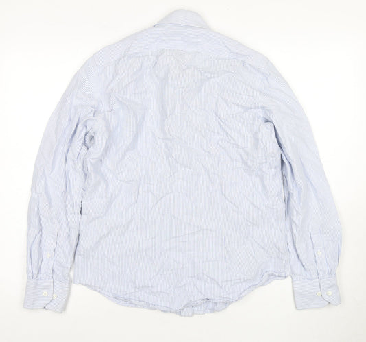 West End Blue Striped Long Sleeve Polo for Men, Size 16