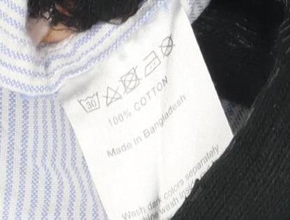 West End Blue Striped Long Sleeve Polo for Men, Size 16