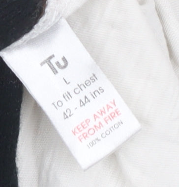 Tu Men's White Sports Graphic Print T-Shirt L