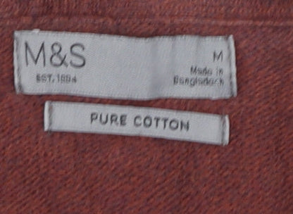 Marks and Spencer Men's Brown V-Neck Jumper M