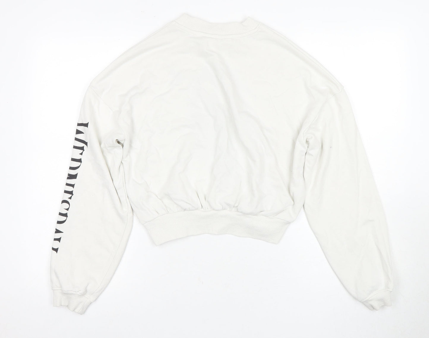 H&M Girls White Wednesday Sweatshirt 14 Years Regular Fit