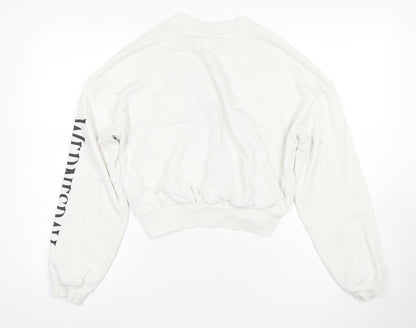 H&M Girls White Wednesday Sweatshirt 14 Years Regular Fit