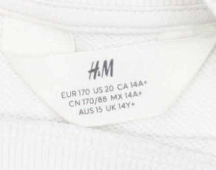 H&M Girls White Wednesday Sweatshirt 14 Years Regular Fit