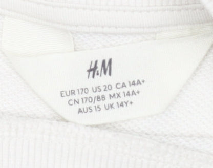 H&M Girls White Wednesday Sweatshirt 14 Years Regular Fit
