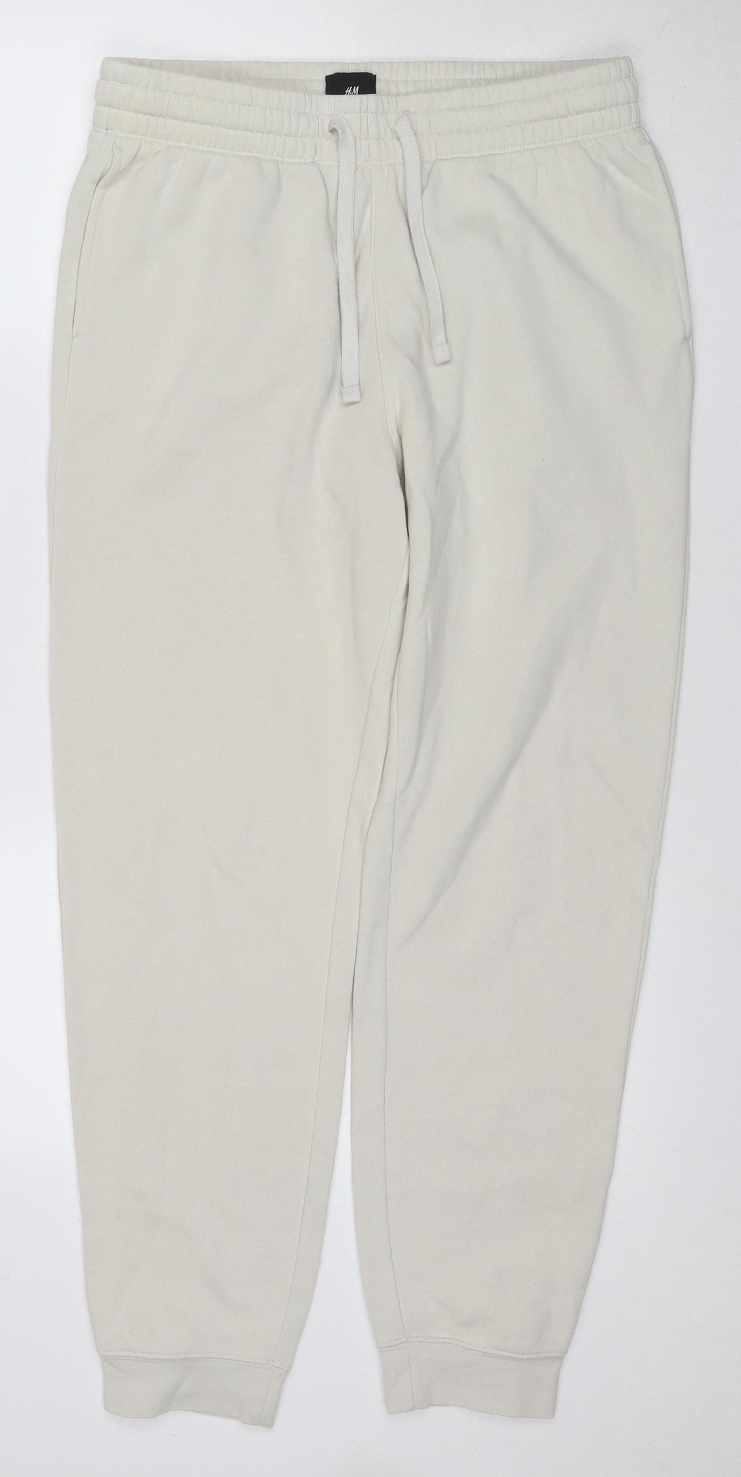 H&M Beige Joggers M Unisex Elastic Waist Regular Fit