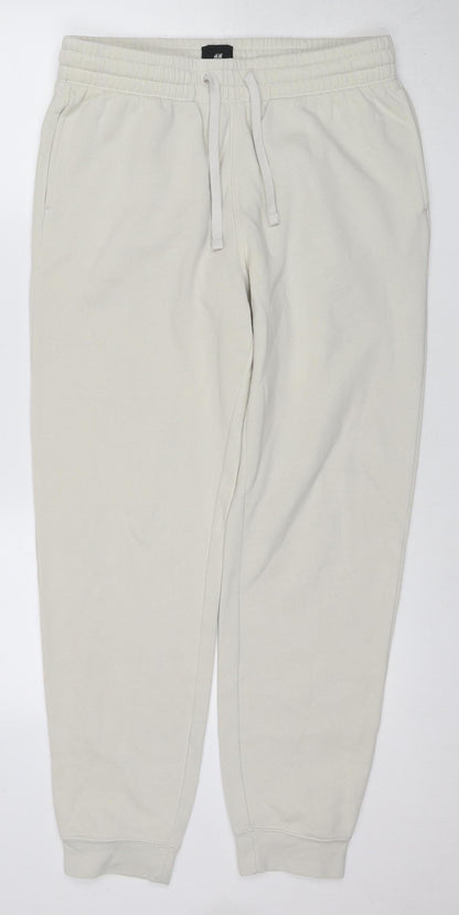 H&M Beige Joggers M Unisex Elastic Waist Regular Fit