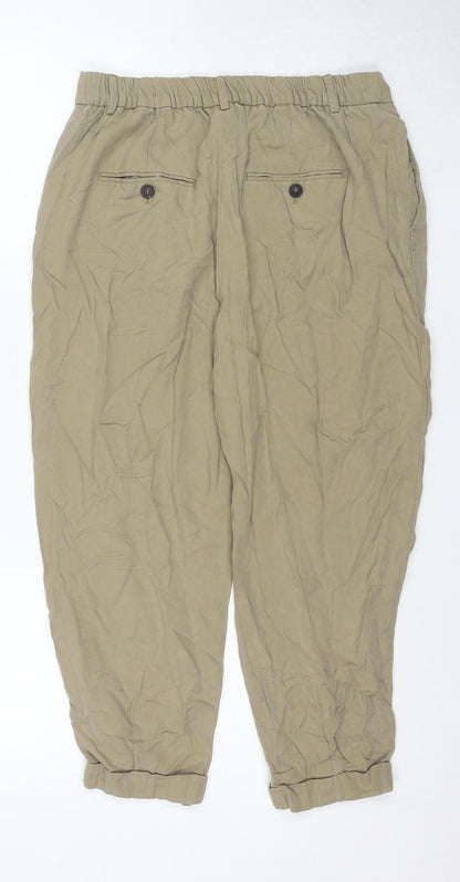 Zara Beige Jogger Trousers Unisex M with Elastic Waist