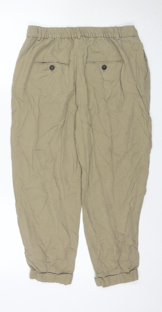 Zara Beige Jogger Trousers Unisex M with Elastic Waist