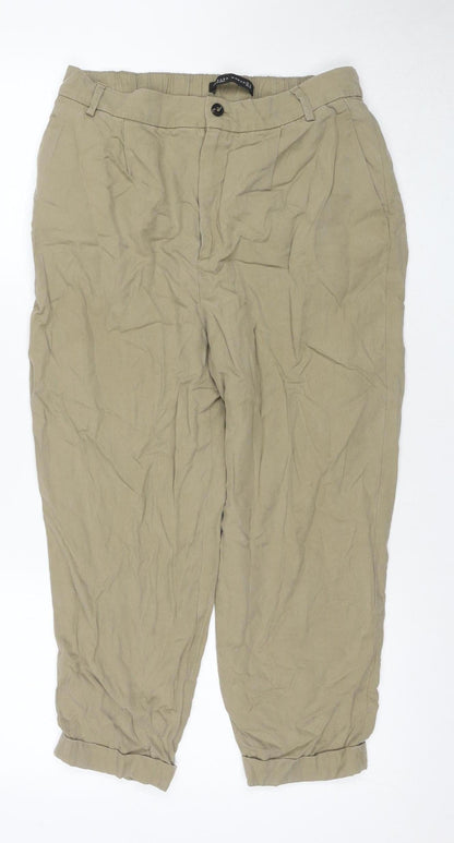 Zara Beige Jogger Trousers Unisex M with Elastic Waist