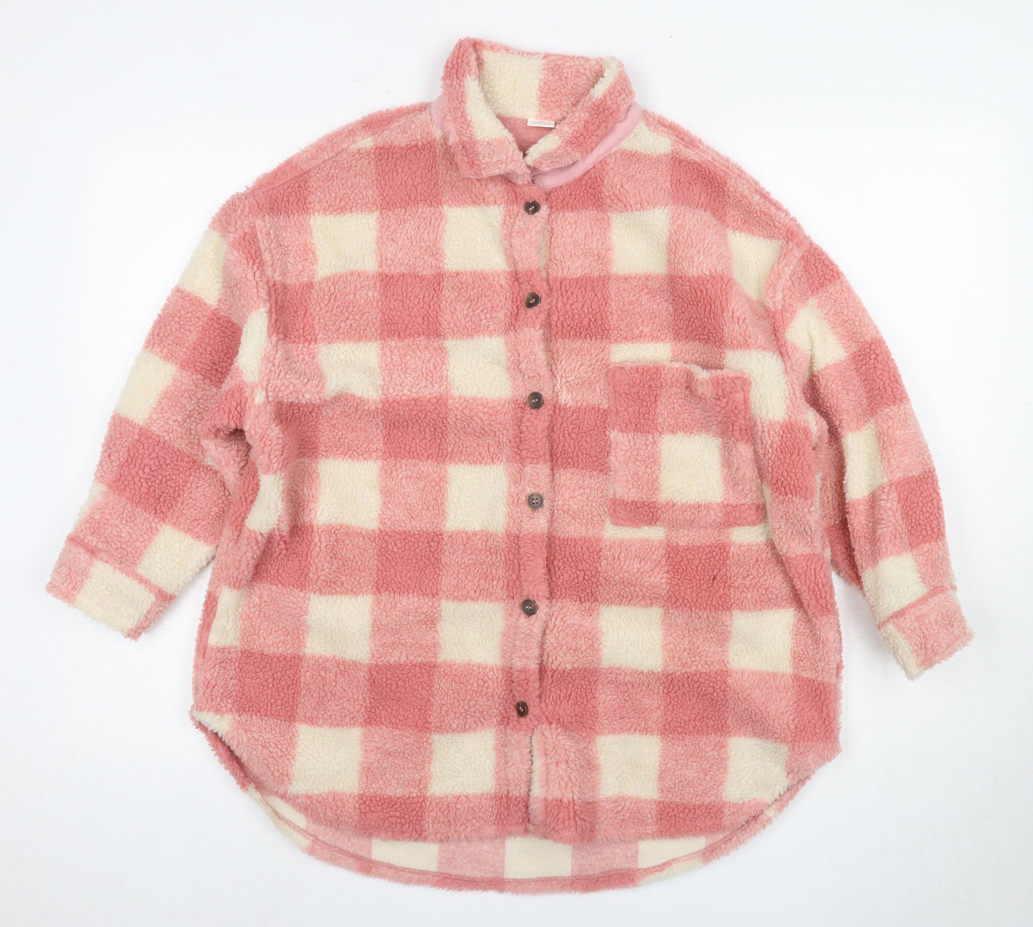 Next Girls Pink Check Shirt, Comfortable Fleece Size 10 Years