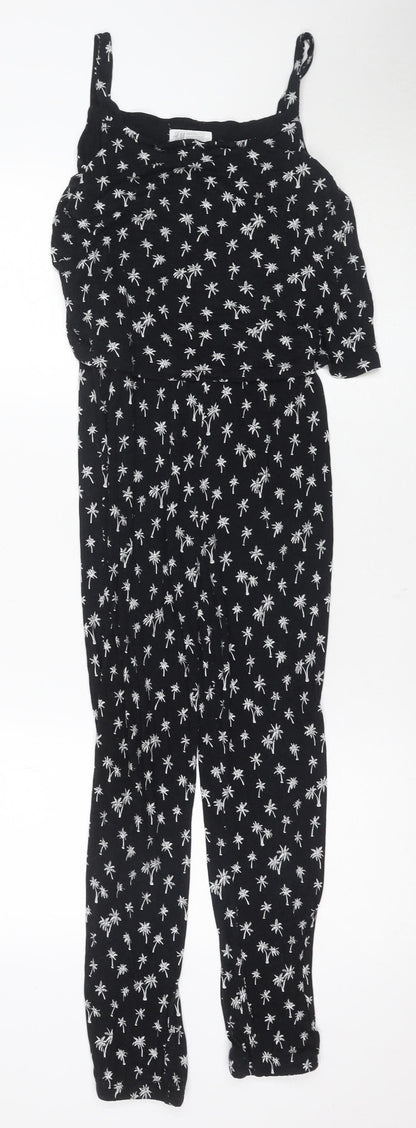 H&M Girls Black Floral Jumpsuit Size 12 Casual Summer