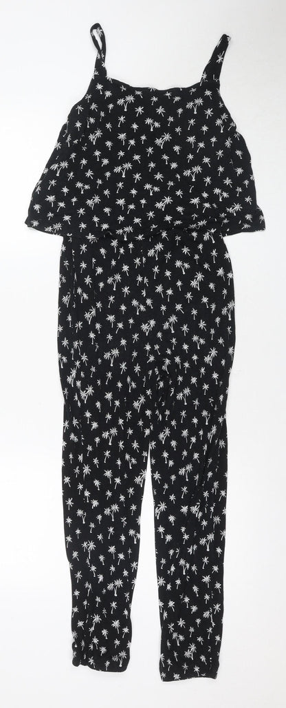H&M Girls Black Floral Jumpsuit Size 12 Casual Summer