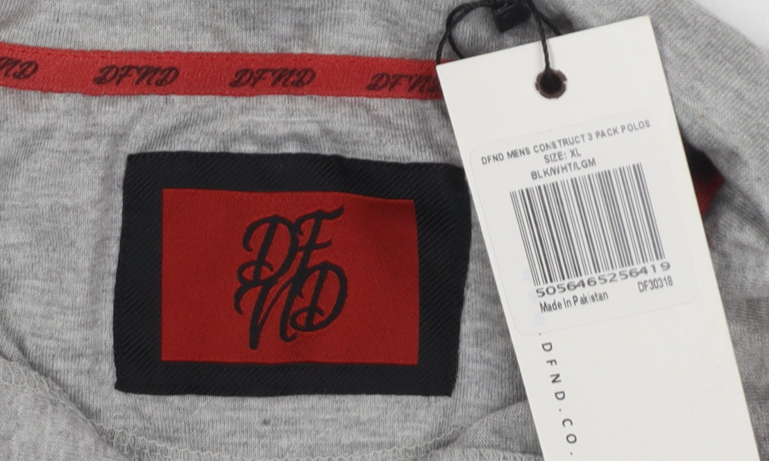 DFND Men's Grey Short Sleeve Polo XL