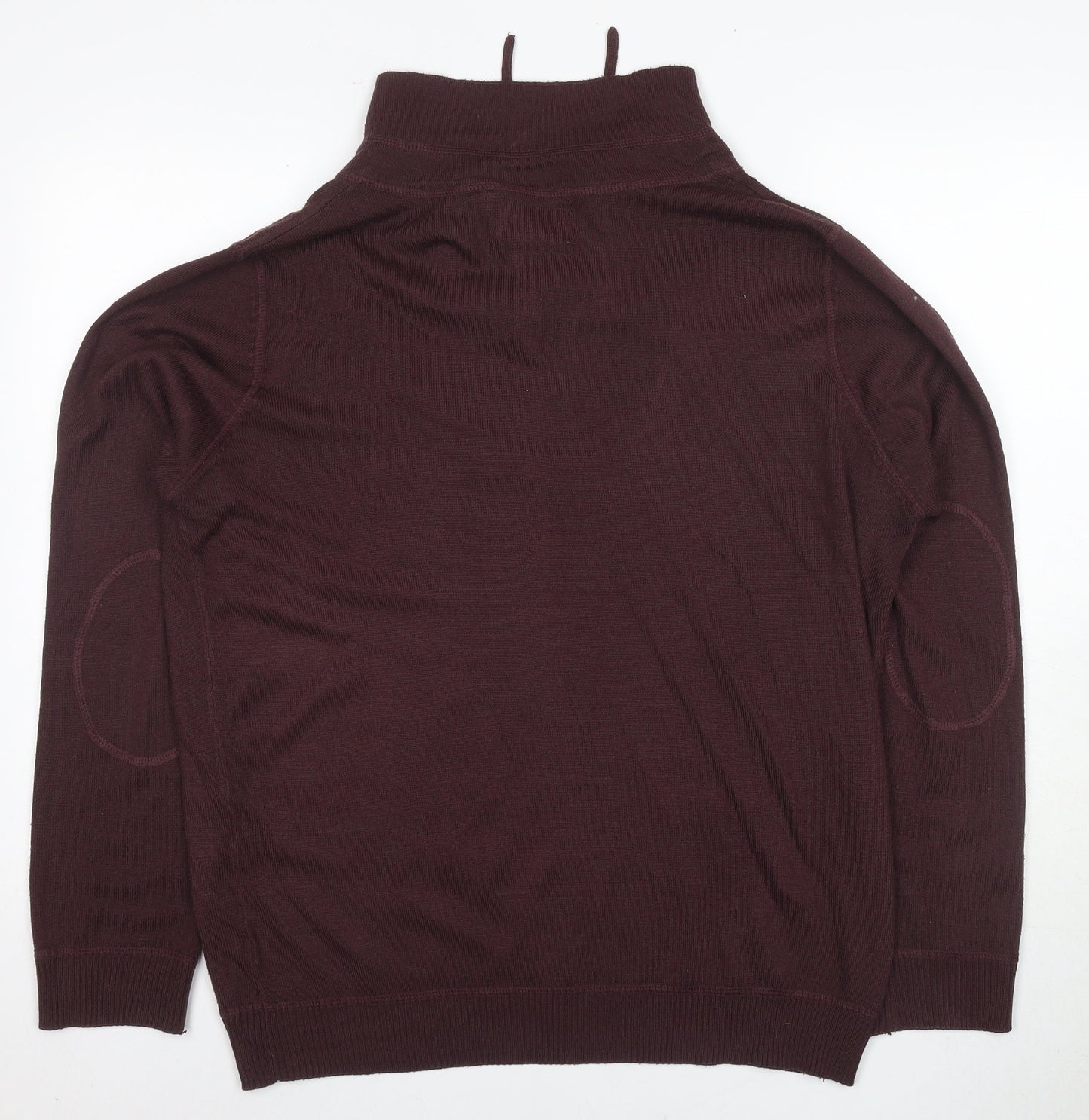 New Look Men's Brown Henley Jumper L, High Neck, Button Accent
